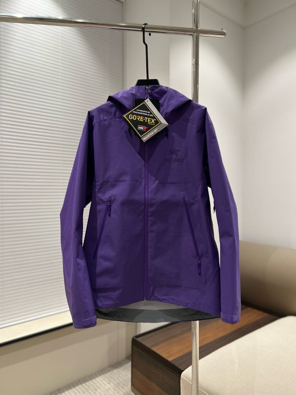 Arc'teryx Purple GORE-TEX Hooded Trench Coat